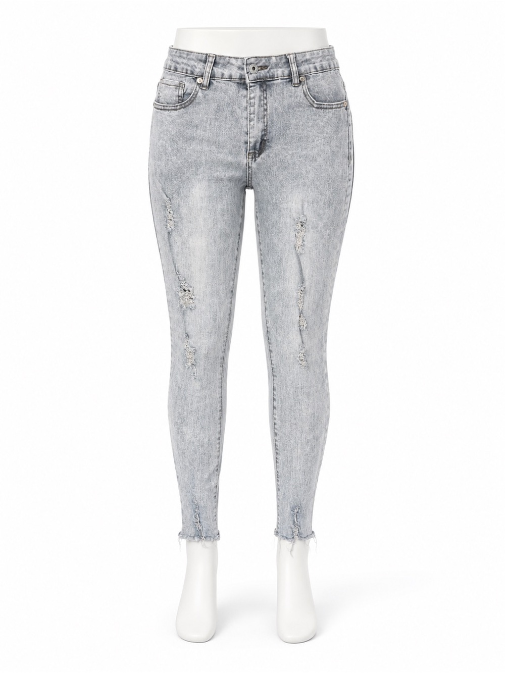 Women's Light Gray Distressed Skinny Jeans